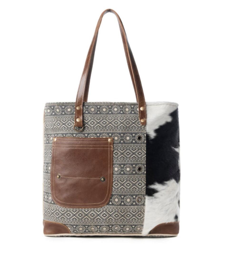 NWT Western Boho Canvas and Leather Splithide Western Tote Bag